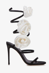 Alana Rose Twists Satin Sandals - Black