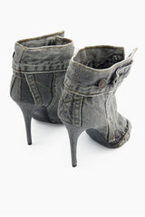 Alisson Denim Button Fish Mouth Sandal Bootie