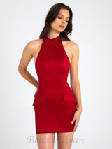 VIVIEN SATIN MINI DRESS IN RED