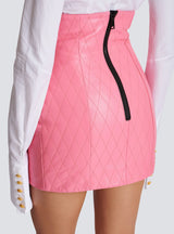 PINK TULIP MINI DRESS IN QUILTED LEATHER