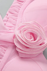 IVY FLOWER TOP RUFFLE TRIM SKIRT SUIT IN PINK