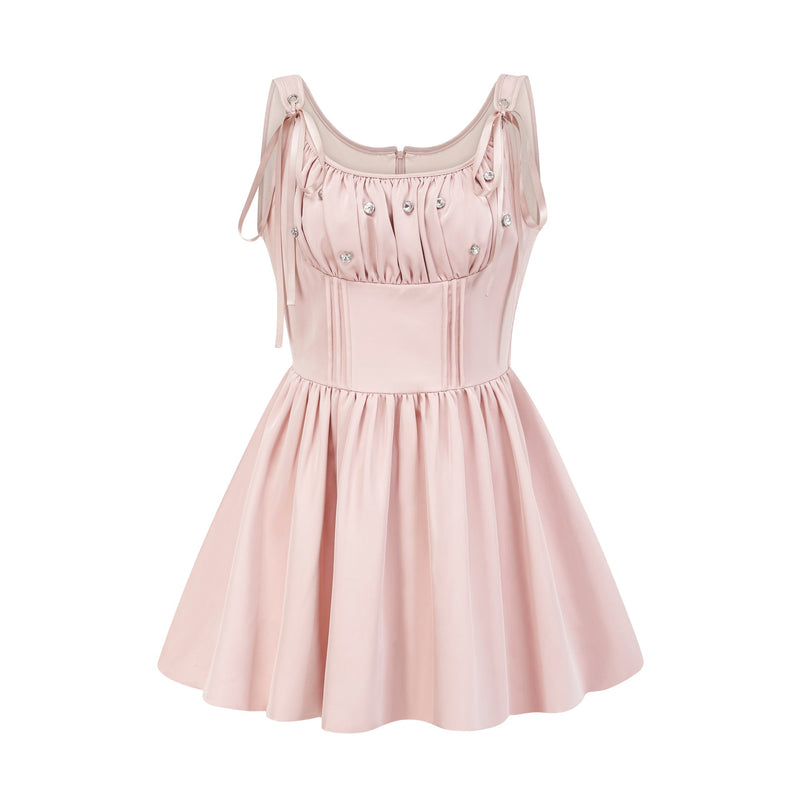 Axelle pleated crystal embellished mini dress