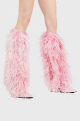 Danica Feather Knee-high Boots - Pink