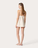 EMBROIDERED CREPE COUTURE MINI DRESS IN WHITE