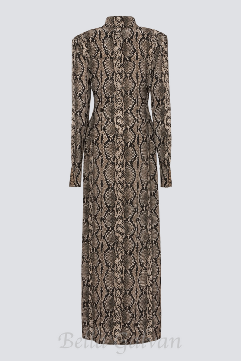 Filis Snake Print Maxi Shirt Dress