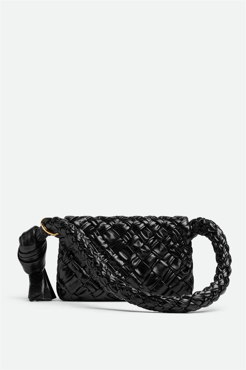 Giana Weave Shoulder Bag - Black