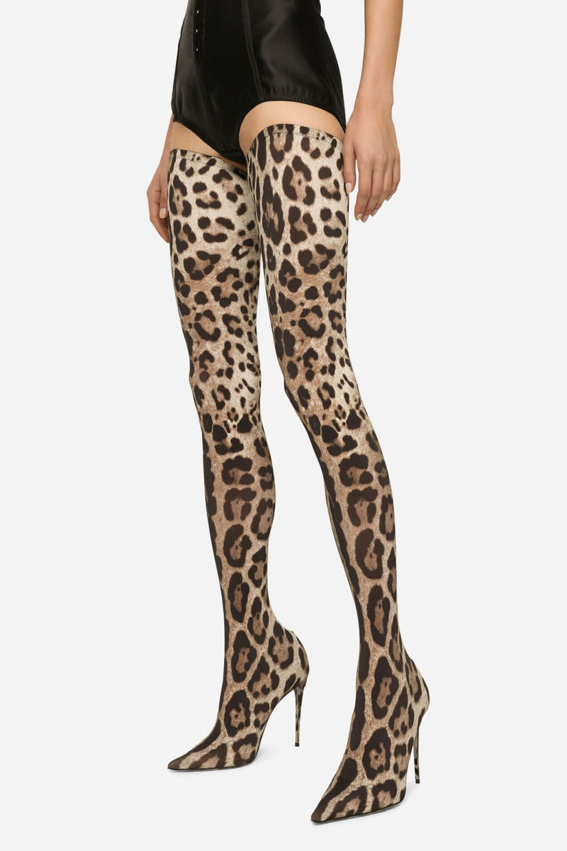 Giselle Leopard Print Thigh-high Boots