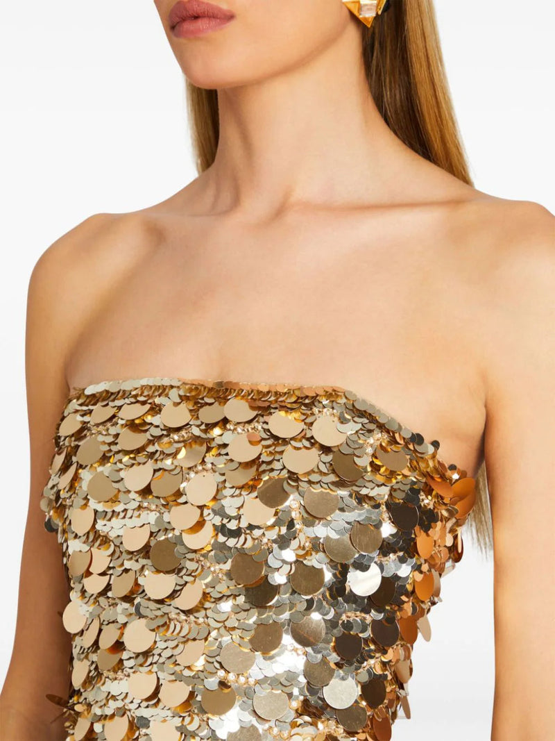 SEQUIN-EMBELLISHED STRAPLESS MINI DRESS