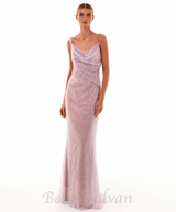 SEQUIN GLITTERING MAXI DRESS IN PALE PURPLE