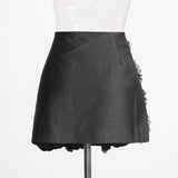 ANCHALEE BLACK FLOWER MINI SKIRT