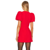 HEART-SHAPED CUTOUT CRÊPE MINI DRESS IN RED