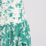 PRINT STRAPLESS CONTRAST MAXI DRESS IN GREEN