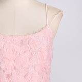 FLORAL APPLIQUÉ PLEATED HEM MINI DRESS IN PINK