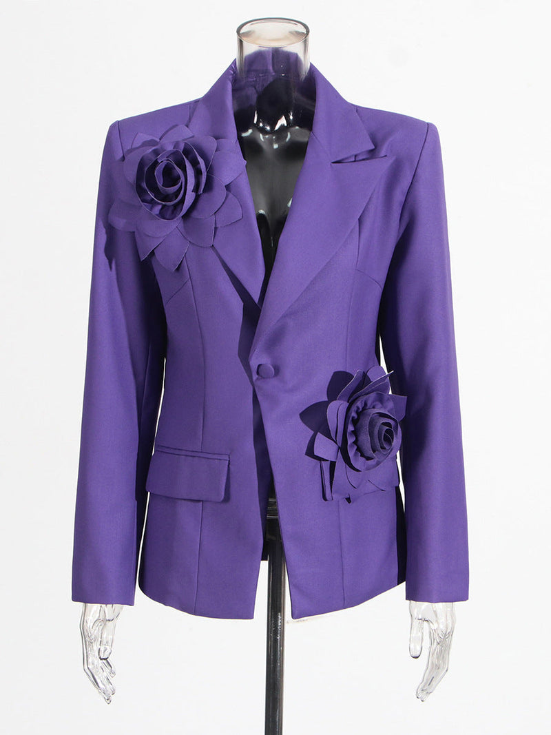 Aharon Flower Lapel Cross Blazer