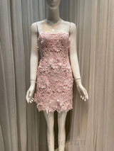 FREDA FLORAL LACE MINI DRESS IN PINK