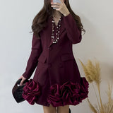 3D flower patchwork blazer dress