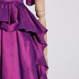 RUFFLES SATIN MINI DRESS IN PURPLE