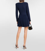 NAVY WEAVE KNIT MINI DRESS