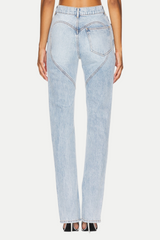 Quinta Floral Zip-Hem Skinny Jeans in pale blue