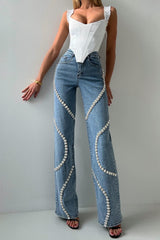 Rabia Rhinestone Jeans in blue