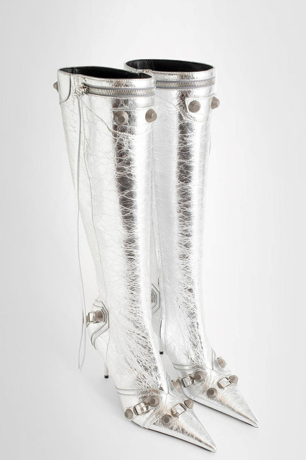 Shilia Zip Knee-high Boots - Silver