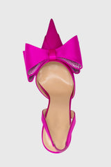 Violeta Bow-embellished Satin Slingback Pumps - Pink