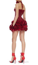 CLEGG RED CORSET FLOWER TWO-PIECE SET