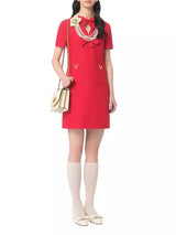 crepe couture bow mini dress in red