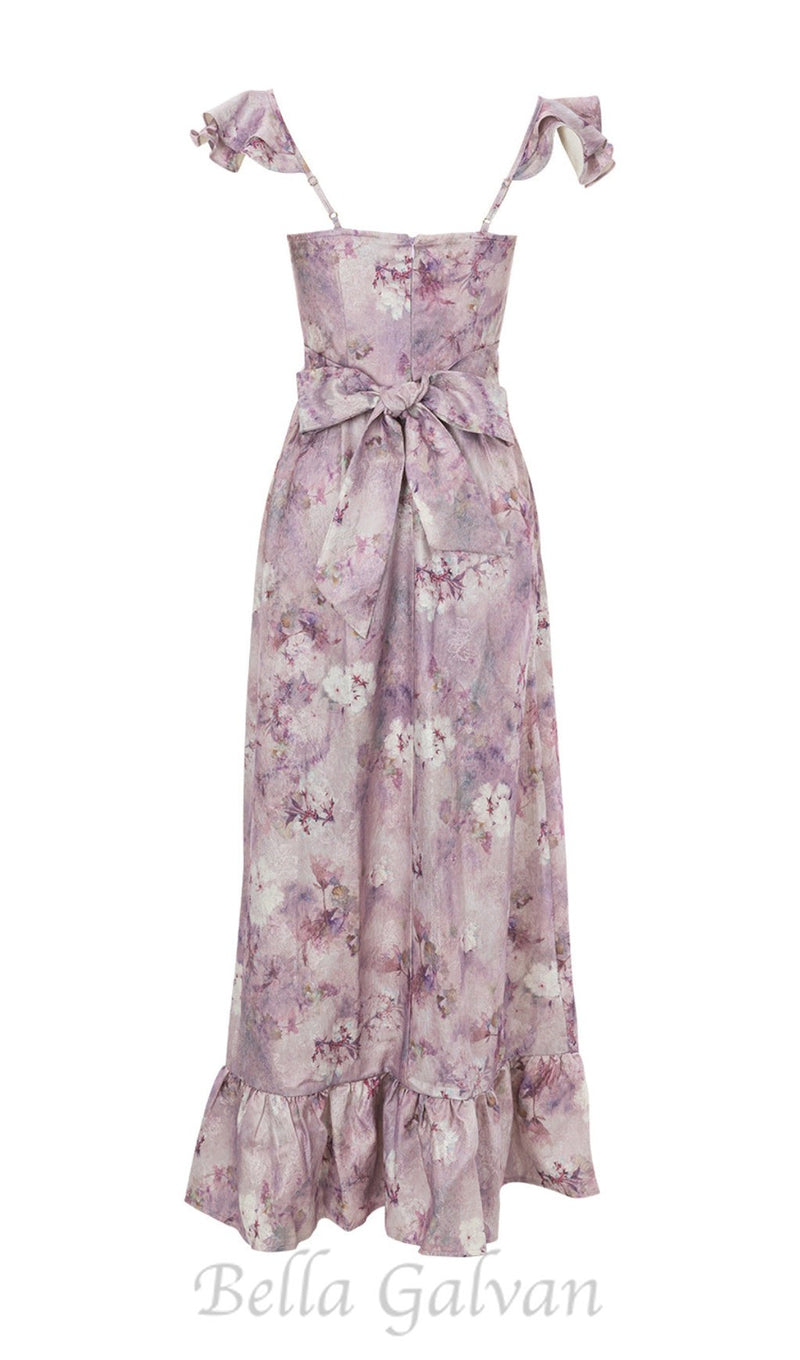 CROIX PURPLE FLORAL PRINTED MAXI DRESS