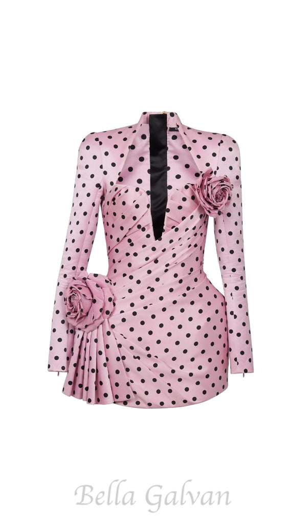 Polka Dots short printed dress in pink