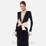 bow black carpet dress in drape jersey