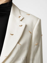 bat-shape embellished blazer in white