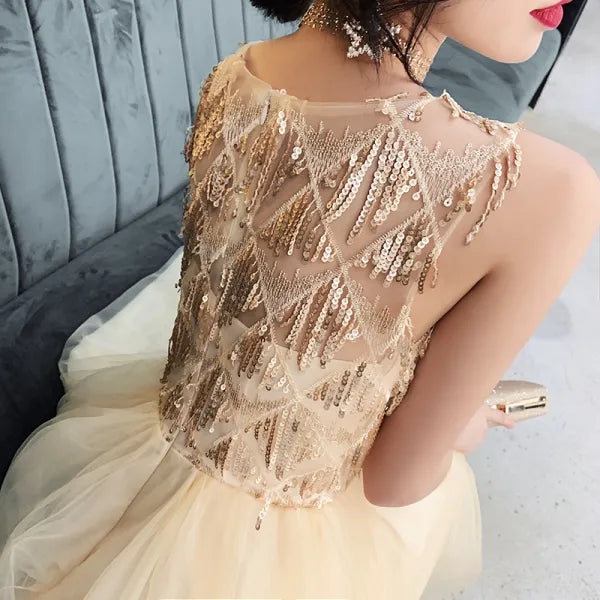 Gold Sequin Homcoming Dress