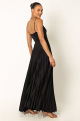 Naira Pleated Maxi Dress in Black