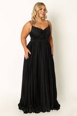 Naira Pleated Maxi Dress in Black