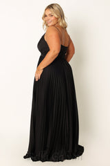 Naira Pleated Maxi Dress in Black