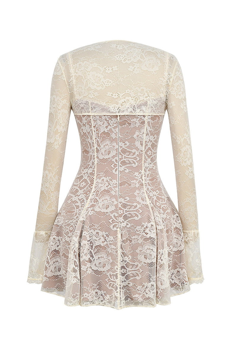 vintage cream lace mini dress