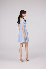 BUTTERFLY SLEEVE MINI DRESS IN BLUE