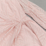 PINK SEXY V-NECK LONG-SLEEVED RUFFLE DRESS