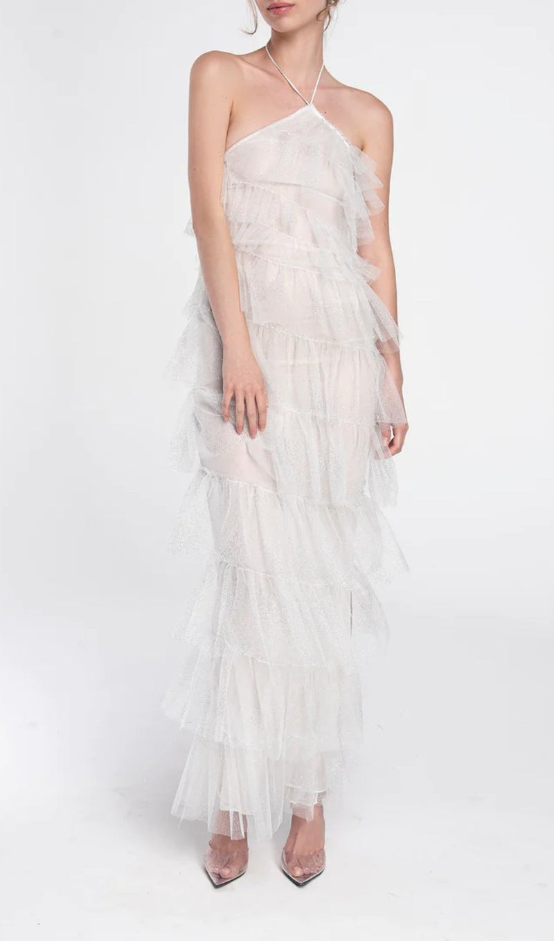 FRINGED BACKLESS MAXI DRESS-Dresses-Oh CICI SHOP