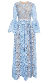 LONG SLEEVE ROSE LACE MAXI DRESS IN BLUE DRESS STYLE OF CB 