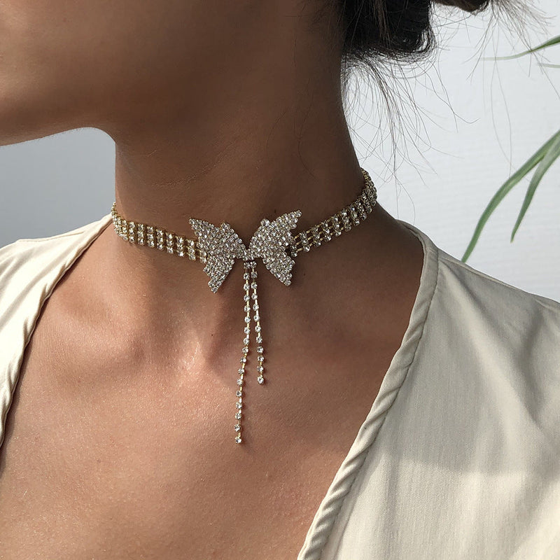 GOLD DIAMOND BUTTERFLY CHOKER