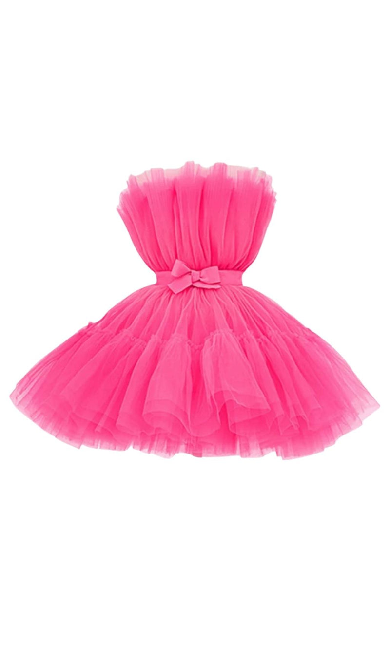 LAYERED STRAPLESS MINI DRESS Dresses styleofcb XS HOT PINK 