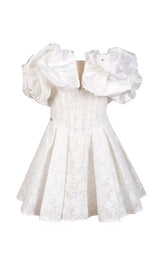 OFF SHOULDER CORSET MINI DRESS IN WHITE DRESS STYLE OF CB 