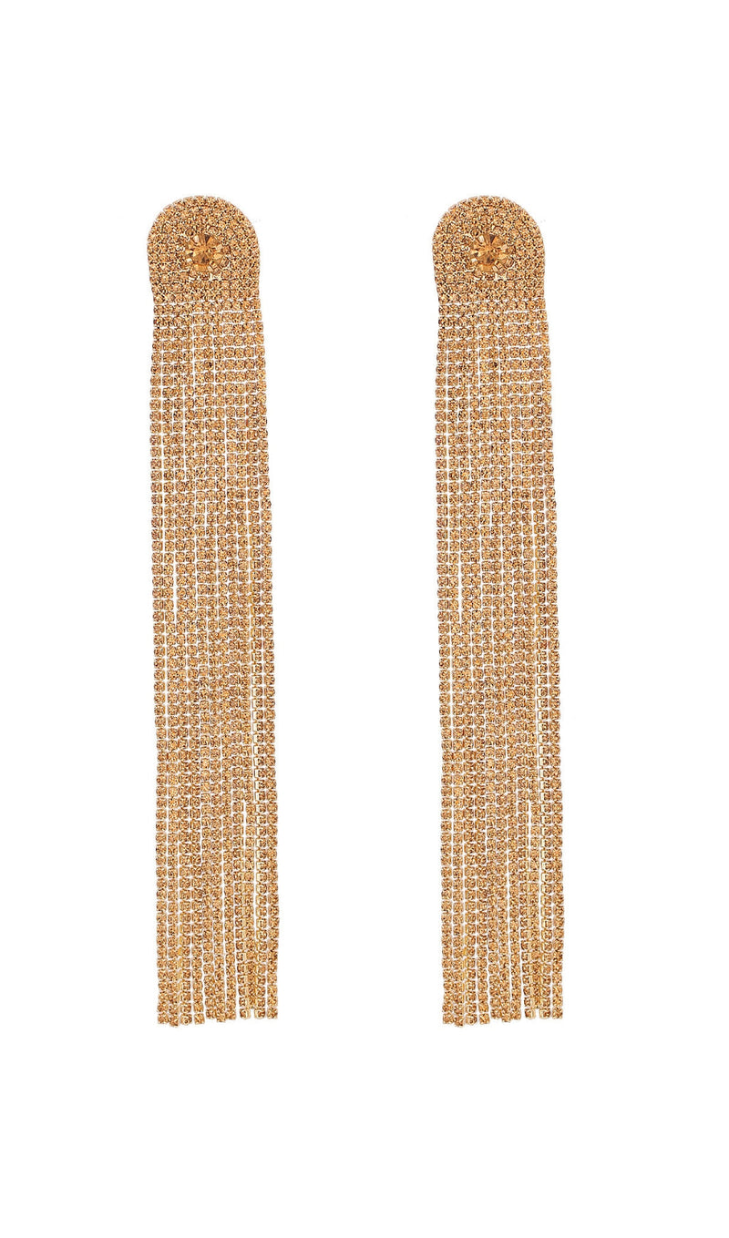 NOLA MULTI DIAMANTE TASSEL EARRINGS IN GOLD