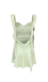 GREEN STRAP BACKLESS MINI DRESS