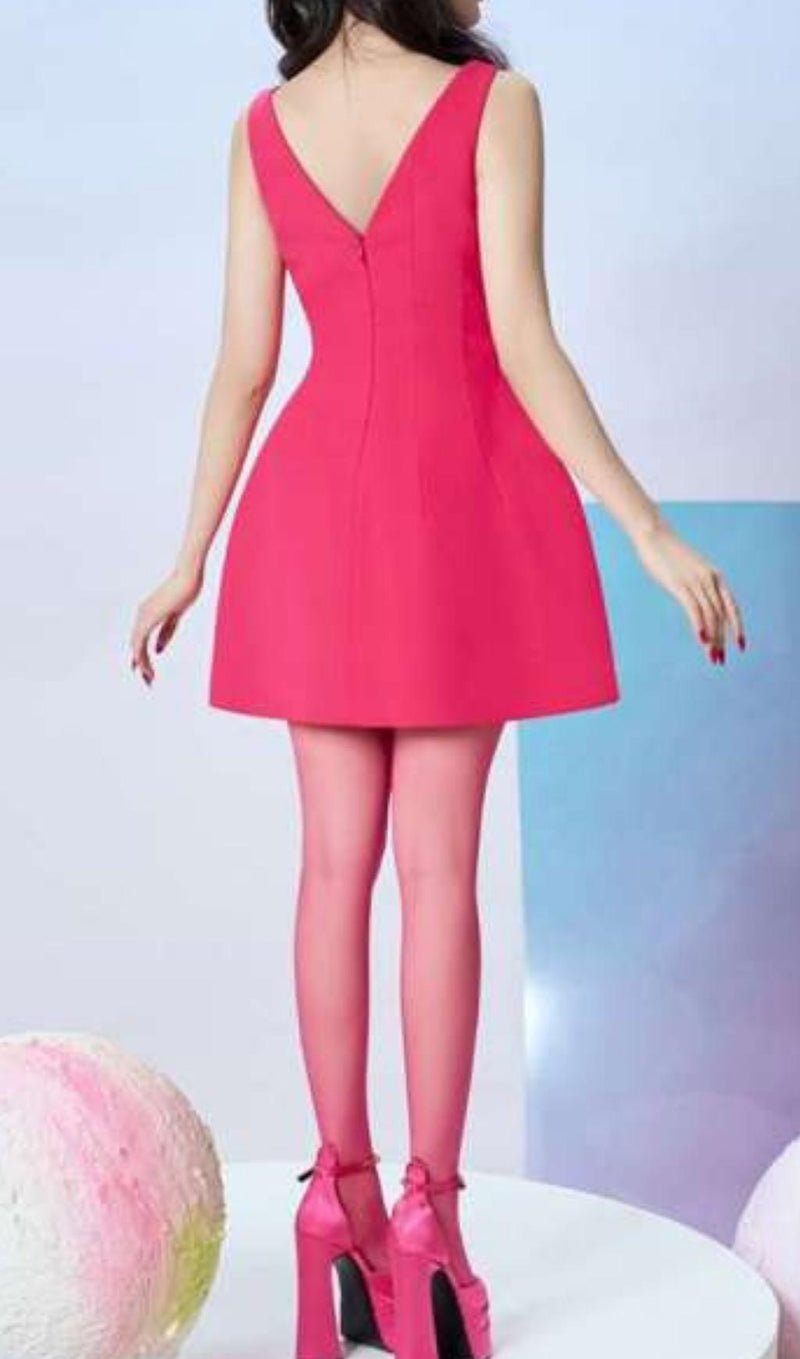 PINK BOWKNOT STRAPPY MINI DRESS