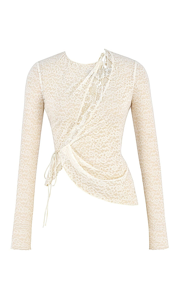 IVORY FLORAL LACE TRIM TOP