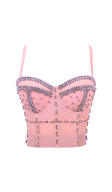 PLUM CRYSTAL BUSTIER TOP IN PINK