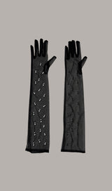 BLACK MESH PEARL GLOVES